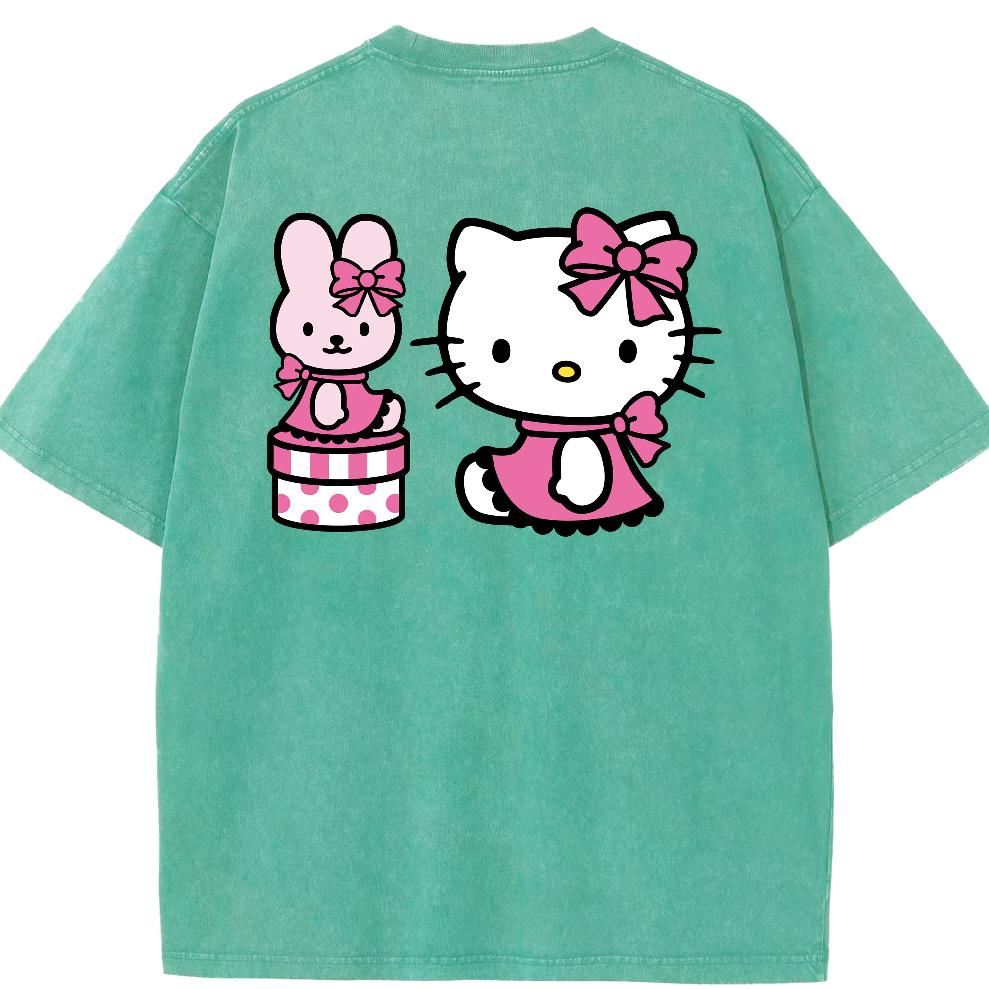 （画像用） Hello Kitty ハローキティ 綿100% ヴィンテージ風 半袖Tシャツ（背面プリント）